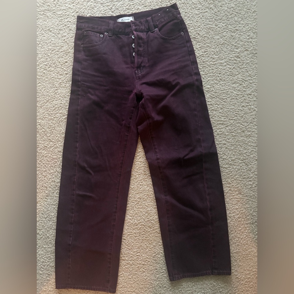 Madewell Pieced Barrel Leg Jean in Burgundy